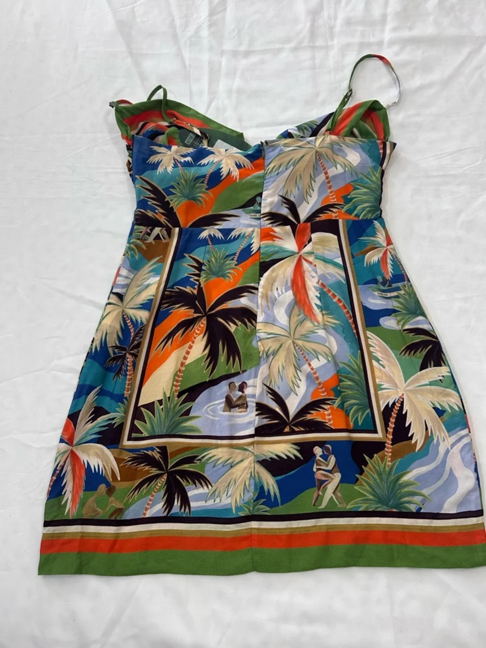 Farm Rio Scarf Tropical Print Tie-Front Mini Dress - S - Picture 16 of 16